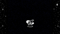 A mostly black Siffrin with white outlines in a black void being picked up and thrown to the left. The borders from the console version are visible on the left and right, which show a night sky with shining stars.