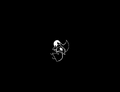 A still frame of a mostly black Siffrin with white outlines in the air of a black void.